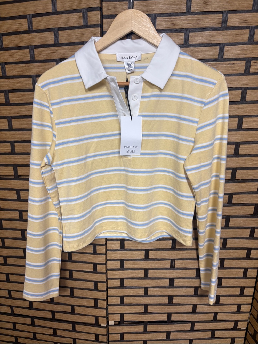 Bailey 44 yellow stripe long sleeve crop polo size XS